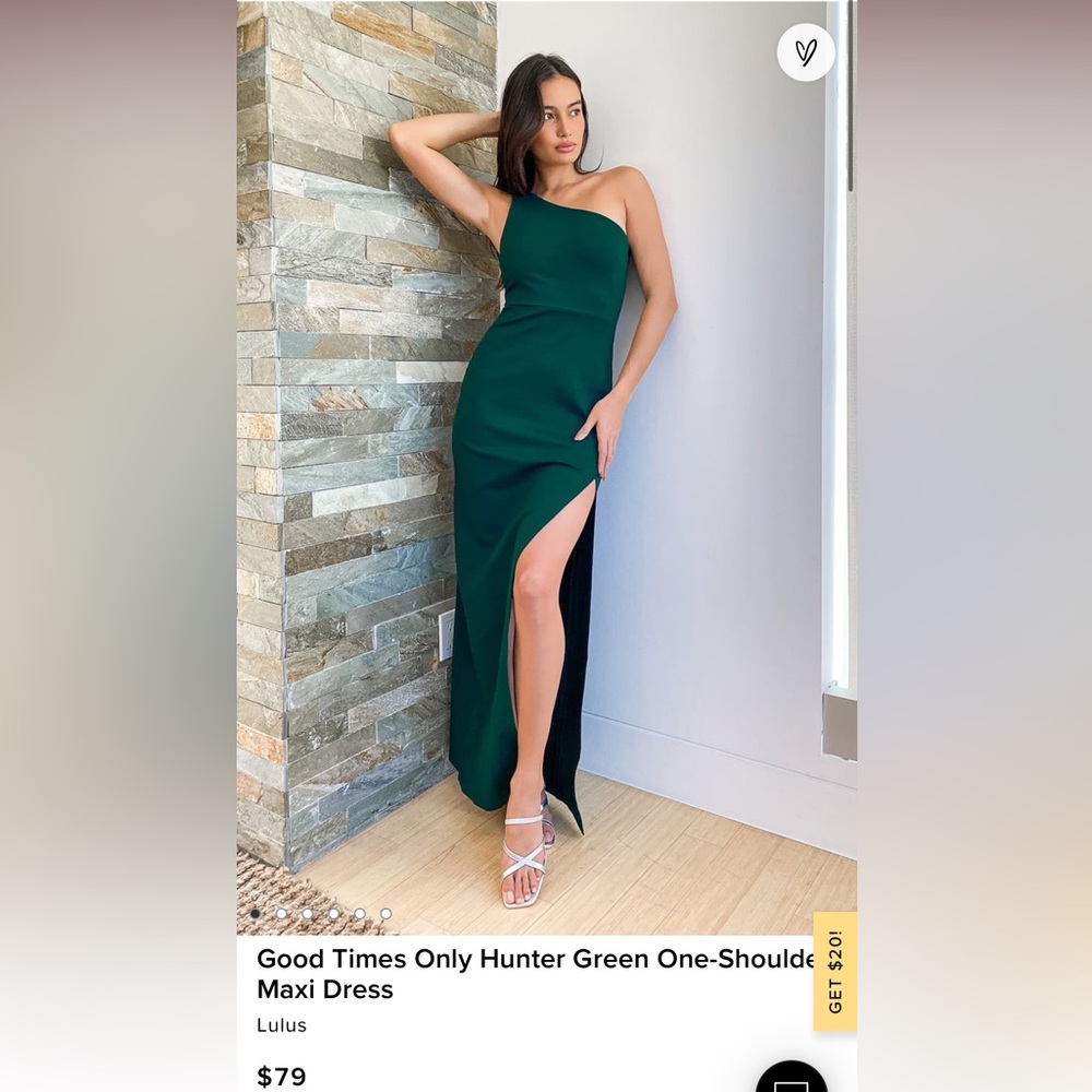 Lulus Good Times Only Hunter Green One-Shoulder Maxi Dress